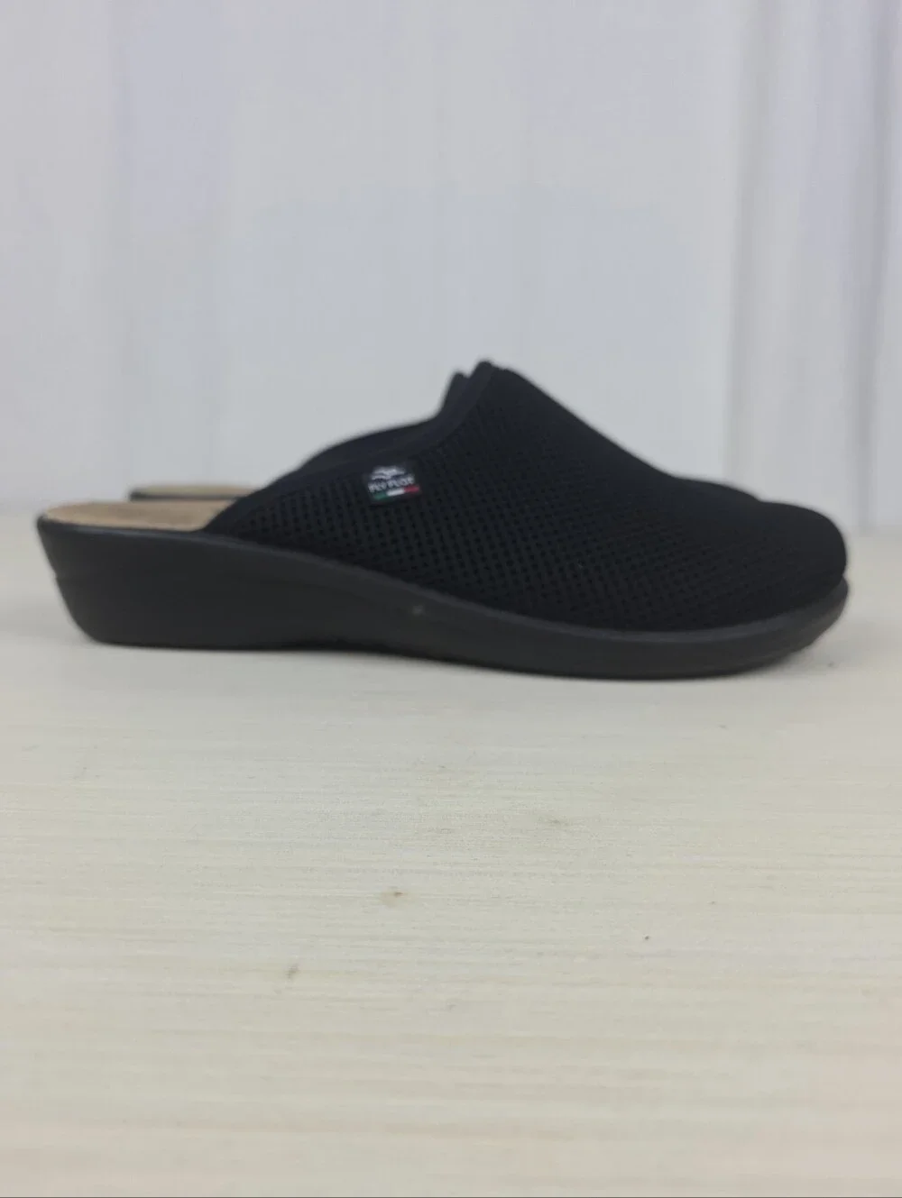 Fly Flot Made In Italy Womens 40 US 9 Slip-on Mesh Wedge Mule Clog Shoes Black